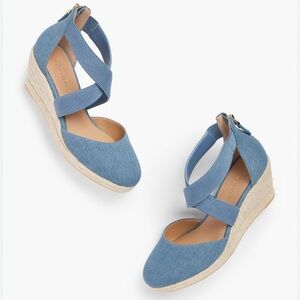 Talbots Denim Blue Crisscross Wedges